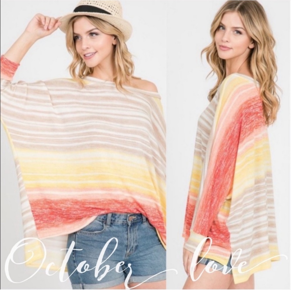 💛LAST 1! Stripe Dolman Sleeve Knit Top - Picture 2 of 7